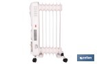 Radiador de aceite con termostato y ventilador | 1500 W + 400 W | 7 elementos | 3 niveles de potencia | Color blanco - Cofan