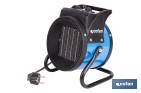CALEFACTOR CERÁMICO INDUSTRIAL | POTENCIA: 2000 W | DISEÑO PORTÁTIL | TERMOSTATO AJUSTABLE | PROTECCIÓN TÉRMICA