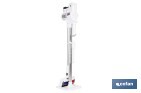 Aspiradora sin cable con base de carga | Potencia de succión: 180 AW | Potencia ciclónica: 32 kPa | 4 velocidades | Filtro HEPA lavable | Batería de litio 25,9 V | Color: blanco - Cofan