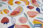 Rollo de hule con diseño de frutas tropical | Protección y estilo para la mesa - Cofan