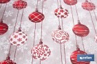 Rollo de mantel resinado antimanchas con bolas de Navidad | Materiales: 75 % algodón y 25 % poliéster | Diseño navideño, fácil de limpiar - Cofan