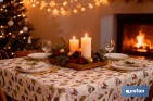 Rollo de mantel resinado antimanchas con Árboles de Navidad y regalos | Materiales: 75 % algodón y 25 % poliéster | Diseño navideño, fácil de limpiar - Cofan