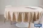 Mantel antimanchas resinado diseño topos lino | Materiales: 50 % algodón y 50 % poliéster | Fácil de limpiar | Mantel redondo de 1,40 m - Cofan