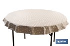 MANTEL ANTIMANCHAS RESINADO DISEÑO TOPOS LINO | MATERIALES: 50 % ALGODÓN Y 50 % POLIÉSTER | FÁCIL DE LIMPIAR | MANTEL REDONDO DE 1,40 M