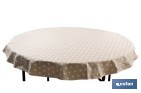 MANTEL ANTIMANCHAS RESINADO DISEÑO TOPOS LINO | MATERIALES: 50 % ALGODÓN Y 50 % POLIÉSTER | FÁCIL DE LIMPIAR | MANTEL REDONDO DE 1,40 M