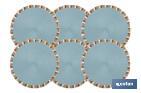 Bajoplatos redondos con flecos de colores | Color: azul | Salvamanteles individuales | Packs de 6 unidades | Diámetro: 38 cm - Cofan