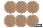 Bajoplatos redondos con flecos decorativos | Disponibles en diferentes colores | Packs de 6 salvamanteles individuales | Diámetro: 38 cm - Cofan