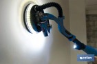 Lijadora de pared y techo eléctrica 710 W 1500 rpm | Tubo extensible, aspiración de polvo y luz LED integrada | Incluye maletín y 6 discos de lija - Cofan