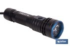 Linterna LED de alta potencia (2000 lm) y 150 m de alcance. 5 funciones y base magnética - Cofan