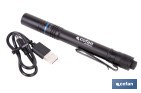 Linterna LED formato Bolígrafo Recargable de Aluminio | 3 funciones y enfoque ajustable | Cable USB-C incluido - Cofan