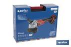 Amoladora a batería | Batería Li-ion de 20V y 2,0 Ah + Cargador incluidos | Apta para discos de ø115 mm - Cofan