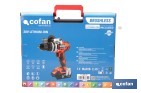Taladro percutor y atornillador sin escobillas | 2 velocidades | Incluye maletín con batería Li-Ion de 20 voltios y 2.0 Ah + cargador - Cofan
