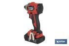 Atornillador percutor de impacto sin escobillas | Para puntas 1/4" Hex | Control de velocidad variable | Maletín, batería Li-ion de 20V y 2,0 Ah y cargador incluido - Cofan