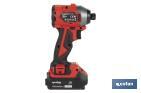Atornillador percutor de impacto sin escobillas | Para puntas 1/4" Hex | Control de velocidad variable | Maletín, batería Li-ion de 20V y 2,0 Ah y cargador incluido - Cofan
