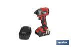 Atornillador percutor de impacto sin escobillas | Para puntas 1/4" Hex | Control de velocidad variable | Maletín, batería Li-ion de 20V y 2,0 Ah y cargador incluido - Cofan