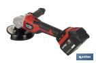 Amoladora a batería sin escobillas | Velocidad variable | Mango 3 posiciones | Incluye: batería de 20 V y 4.0 Ah, cargador y maletín con disco de corte, protector y mango auxiliar - Cofan