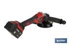 Amoladora a batería sin escobillas | Velocidad variable | Mango 3 posiciones | Incluye: batería de 20 V y 4.0 Ah, cargador y maletín con disco de corte, protector y mango auxiliar - Cofan