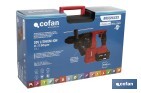 Martillo perforador SDS Plus sin escobillas multifunción | Taladra, percute y cincela | Incluye: maletín con accesorios, portabrocas automático con adaptador SDS PLUS, batería Li-Ion de 20 V y cargador - Cofan