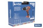 Taladro percutor a batería con motor brushless | Potencia: 20 V | 2 velocidades + percusión | Accesorios incluidos | Disponible con y sin batería y cargador - Cofan