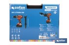 Taladro percutor a batería con motor brushless | Potencia: 20 V | 2 velocidades + percusión | Accesorios incluidos | Disponible con y sin batería y cargador - Cofan