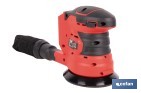 Lijadora orbital a batería | Velocidad de 10.000 rpm | Almohadilla de Ø125 mm con sistema de fijación por velcro | Disponible con y sin batería y cargador - Cofan