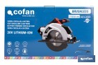 Sierra circular a batería 20 V con motor brushless | Disco de corte de Ø185 mm | 3650 rpm | Corte de profundidad hasta 50 mm | Incluye accesorios | Disponible con y sin batería y cargador - Cofan