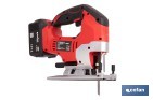 Sierra de calar a batería con motor brushless | Velocidad variable | Acción pendular | Disponible con y sin batería y cargador - Cofan