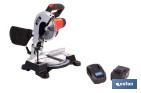 Ingletadora a batería 20 V con motor brushless | Corte máx. 105 mm, inclinación -45°/+45°, velocidad 3200 rpm | Incluye bolsa de polvo | Disponible con y sin batería y cargador - Cofan