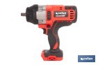 Pistola de impacto 1/2" a batería con motor brushless | Potencia: 20 V | Velocidad de 1800 rpm | 400–1000 Nm | Disponible con y sin batería y cargador - Cofan