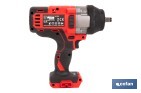 Pistola de impacto 1/2" a batería con motor brushless | Potencia: 20 V | Velocidad de 1800 rpm | 400–1000 Nm | Disponible con y sin batería y cargador - Cofan