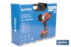 Pistola de impacto 1/2" a batería con motor brushless | Potencia: 20 V | Velocidad de 1800 rpm | 400–1000 Nm | Disponible con y sin batería y cargador - Cofan