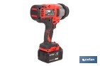 Pistola de impacto 1/2" a batería con motor brushless | Potencia: 20 V | Velocidad de 1800 rpm | 400–1000 Nm | Disponible con y sin batería y cargador - Cofan