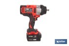 Pistola de impacto 1/2" a batería con motor brushless | Potencia: 20 V | Velocidad de 1800 rpm | 400–1000 Nm | Disponible con y sin batería y cargador - Cofan