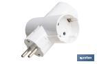 Three-way grounded Schuko socket adapter with 2 poles | White | 16A - 250V - Cofan