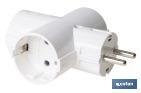 Adaptador triple Schuko 2P+T | Color Blanco | 16 A - 250 V - Cofan