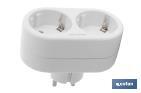 Adaptador doble Frontal Schuko | Color Blanco | 16 A - 250 V - Cofan