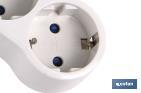 Three-way front Schuko socket adapter with switch | White | 16A - 250V - Cofan