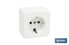 BASE PER PRESA ELETTRICA QUADRATA DA SUPERFICIE | CON MESSA A TERRA | COLORE: BIANCO | 16 A E 250 V.