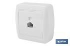 Surface mounted RJ11 telephone socket | Atlantis Model | White | 10A - 250V - Cofan