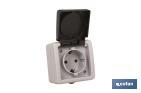 WEATHERPROOF SOCKET IP44 WITH PROTECTIVE COVER | FOR OUTDOORS | 16A - 250V | GREY