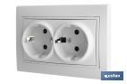 Double 2-pin socket base | Flush-mounted | Pacific Model | With shutter and screw-terminal connection - Cofan