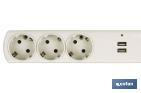 3-socket power strip | It includes 2 USB ports | Cable length: 1.5 metres - Cofan