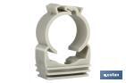 MULTIPURPOSE PIPE CLAMP | WHITE | SIZE FROM 12 TO 50MM | GUIDE & CLOSING | POLYPROPYLENE