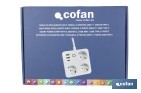 Regleta inteligente WiFi con 3 tomas + 2 puertos USB + 1 puerto USB-C | Conectividad WiFi y Bluetooth | Aplicación: Smart Life o Tuya | Control remoto de dispositivos | Compatible con Alexa y Google - Cofan
