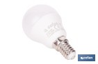 Bombillas LED esférica E14 con rosca fina. Con 6,5 W y 806 lúmenes | Ahorro de energía y larga duración 15.000 h de vida | Disponibles en 2 temperaturas de color - Cofan