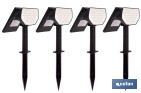 PACK DE 4 APLIQUES SOLARES LED CON SENSOR | INSTALACIÓN EN PARED O SUELO | DOS MODOS DE ILUMINACIÓN | 3000 K, BATERÍA 3,7 V, 1500 MAH