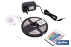 Tira de luz LED con mando a distancia | Iluminación LED RGB 12 V, IP65 con controlador y adaptador | Longitud: 3 metros - Cofan