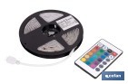 Tira de luz LED con mando a distancia | Iluminación LED RGB 12 V, IP65 con controlador y adaptador | Longitud: 3 metros - Cofan