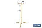 Trípode telescópico con 2 proyectores LED | Altura máxima 1,75 m, 50 W, 4500 lm, protección IP65 | Cable de 1,9 m con enchufe europeo - Cofan