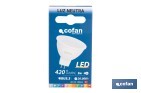 Lámpara LED COB GU-5.3 5W | 4000 K Luz Neutra | 420 lúmenes | Ángulo de 110° | 12V DC | Ahorro Energético del 90% | +50.000 Encendidos | 20.000h de Vida - Cofan